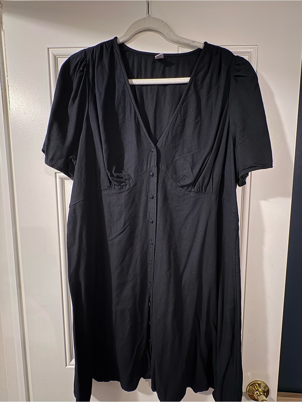 Old Navy Black Midi Button-Front Dress